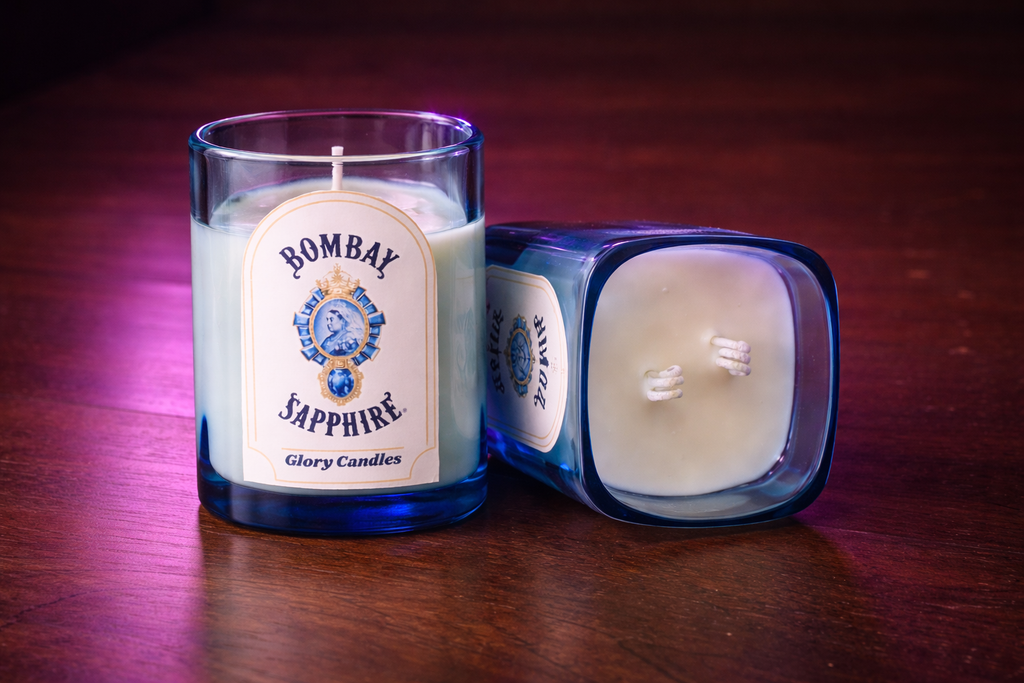 Blue Sapphire Scented Soy Wax Candle - Double Wick Glass Jar for Aesthetic Home Decor