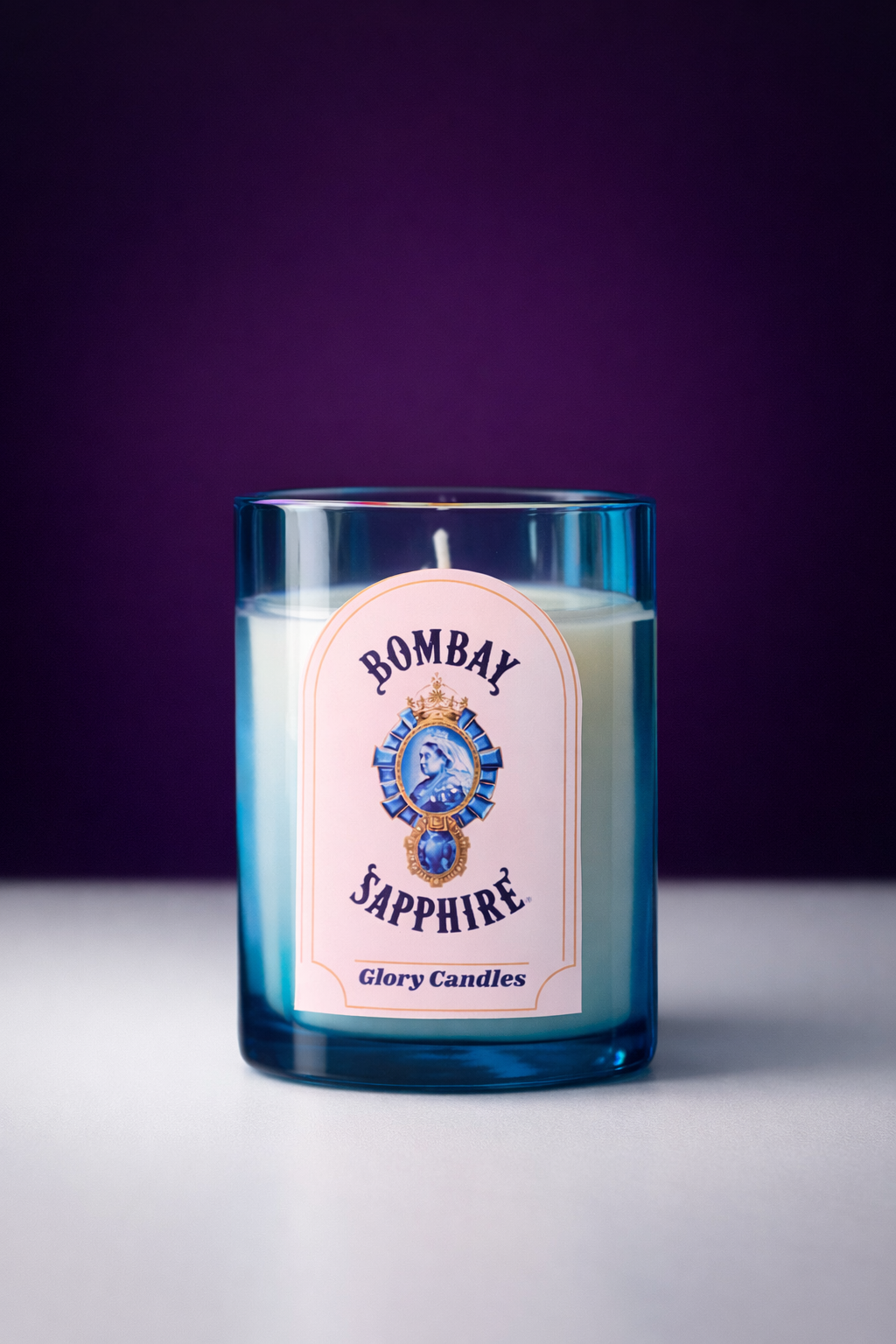 Blue Sapphire Scented Soy Wax Candle - Double Wick Glass Jar for Aesthetic Home Decor