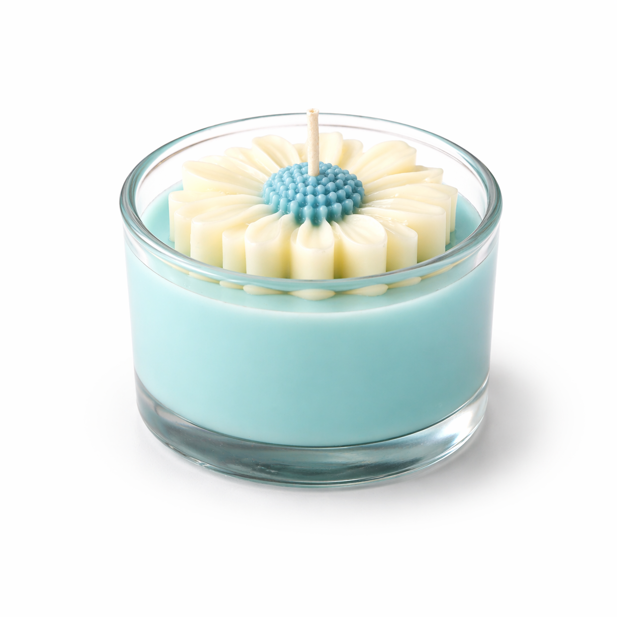 Sunflower Bliss Scented Jar Candle - Handcrafted Ribbed Glass with Sunflower Top for Gifting & Decor