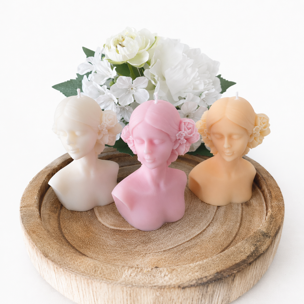 Blind Lady Sculptural Aesthetic Candle - Handcrafted Pink Female Bust for Home Decor