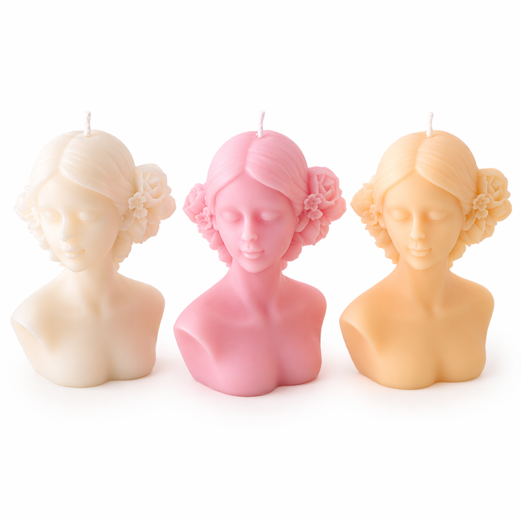 Blind Lady Sculptural Aesthetic Candle - Handcrafted Pink Female Bust for Home Decor