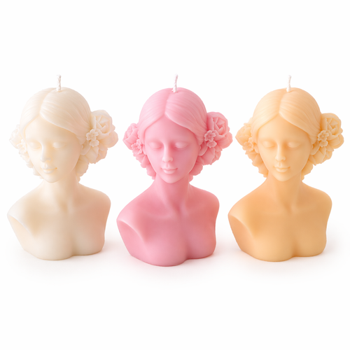 Blind Lady Sculptural Aesthetic Candle - Handcrafted Pink Female Bust for Home Decor