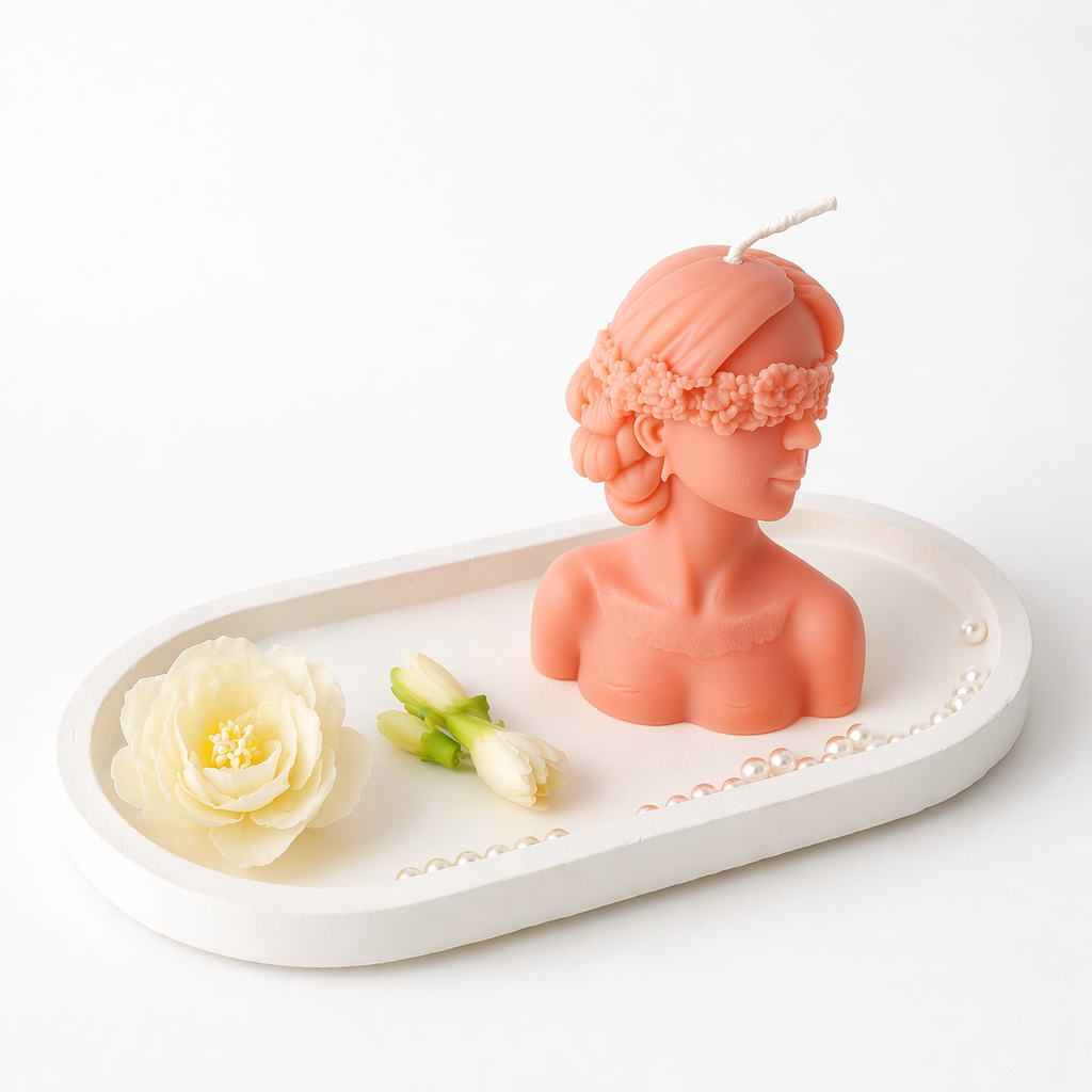 Blind Lady Sculptural Aesthetic Candle - Handcrafted Pink Female Bust for Home Decor