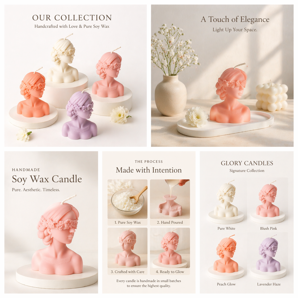 Blind Lady Sculptural Aesthetic Candle - Handcrafted Pink Female Bust for Home Decor