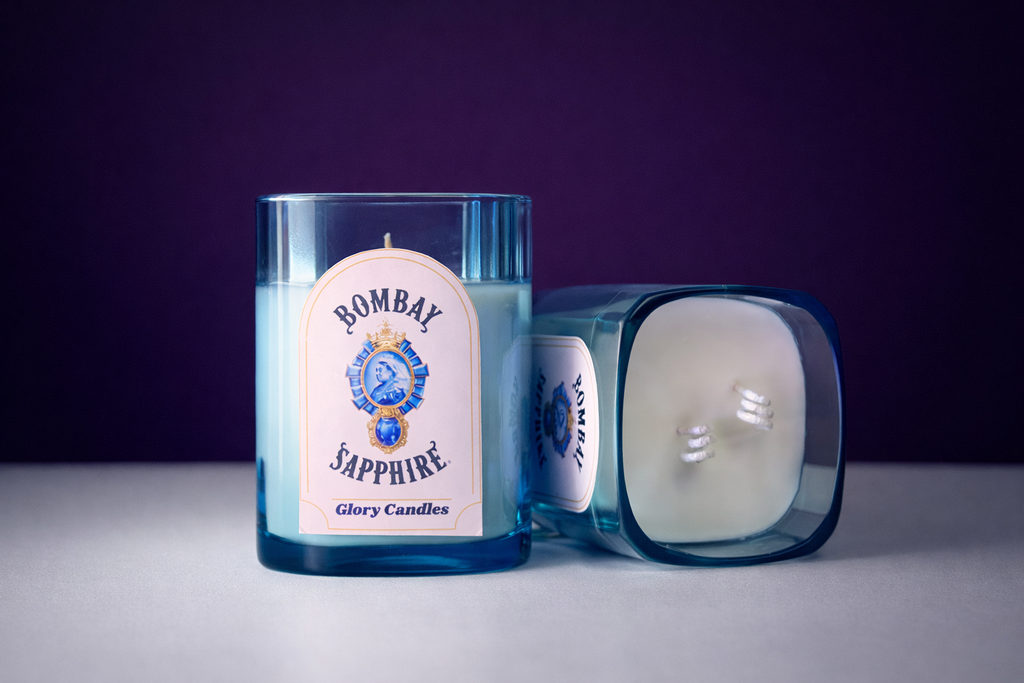 Blue Sapphire Scented Soy Wax Candle - Double Wick Glass Jar for Aesthetic Home Decor