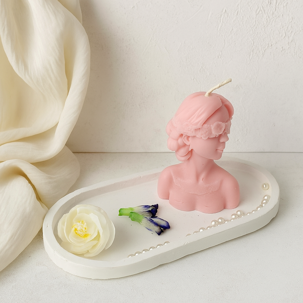Blind Lady Sculptural Aesthetic Candle - Handcrafted Pink Female Bust for Home Decor