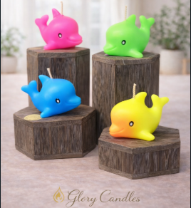 Cute Dolphin Shaped Neon Candles - Aesthetic Decor & Birthday Return Gifts