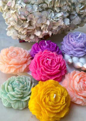 Handmade Peony Bloom Scented Soy Wax Candles - Pack of 4 for Gifting & Decor